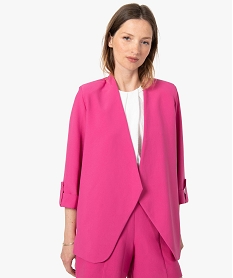 GEMO Veste femme avec manches retroussées rose vif