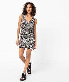GEMO Combishort femme imprimé avec bretelles smockées imprime ikat