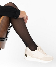 GEMO Tennis femme à talon compensé et détails métallisés beige standard