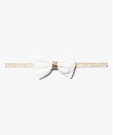 GEMO Bandeau cheveux fille pailleté avec noeud brodé Blanc