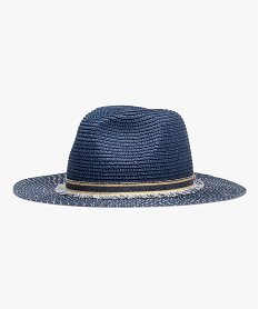 GEMO Chapeau en paille de papier avec touches pailletées femme bleu standard