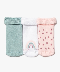 GEMO Chaussettes bébé en maille bouclette (lot de 3) Multicolore