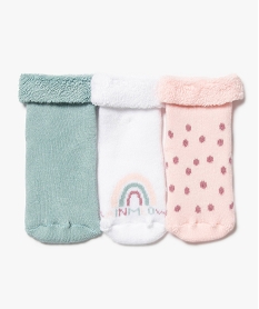 GEMO Chaussettes bébé en maille bouclette (lot de 3) kaki chine