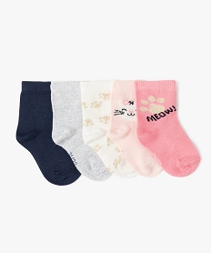 GEMO Chaussettes bébé fille imprimé chat (lot de 5) rose standard