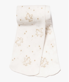GEMO Collant bébé fille avec motifs licornes et étoiles pailletées blanc chine