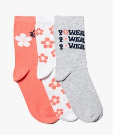 chaussettes fille tige haute motif fleurs (lot de 3) rose standardI013601_1