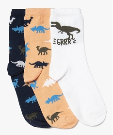 GEMO Chaussettes garçon à motifs dinosaures (lot de 3) bleu standard