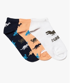 GEMO Chaussettes garçon ultra courtes à motifs dinosaures (lot de 3) Multicolore