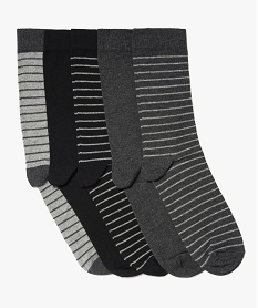 chaussettes homme tige haute a rayures (lot de 5) noir standardI014701_1