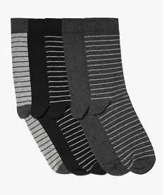 GEMO Chaussettes homme tige haute à rayures (lot de 5) noir standard