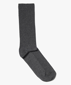 GEMO Chaussettes homme côtelées à tige haute non comprimante (lot de 2) gris standard