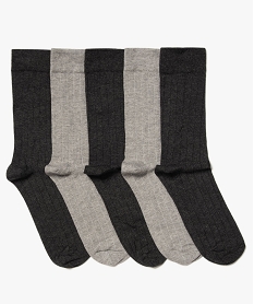 GEMO Chaussettes homme en maille côtelée (lot de 5) gris standard