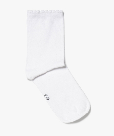 GEMO Chaussettes femme avec finition dentelée en haut de la tige (lot de 2) blanc standard