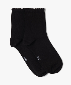 GEMO Chaussettes femme avec finition dentelée en haut de la tige (lot de 2) noir standard