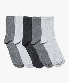 GEMO Chaussettes unies en coton femme (lot de 5) gris standard