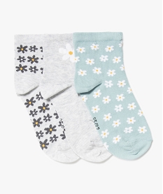 GEMO Chaussettes femme à motifs fleuris (lot de 3) Gris