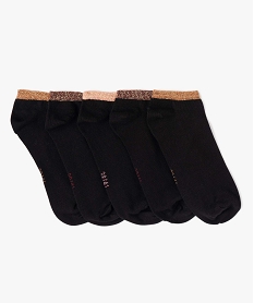 GEMO Chaussettes femme tige ultra courte avec paillettes (lot de 5) noir standard