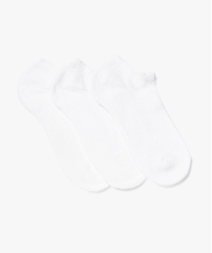 GEMO Chaussettes femme courtes unies en maille bouclette (lot de 3) blanc standard