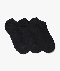 GEMO Chaussettes femme courtes unies en maille bouclette (lot de 3) noir standard