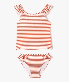 GEMO Maillot de bain bébé fille 2 pièces tankini à rayures Rouge