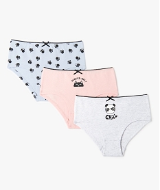 GEMO Shorties fille à motifs animaliers en coton biologique stretch (lot de 3) Imprimé