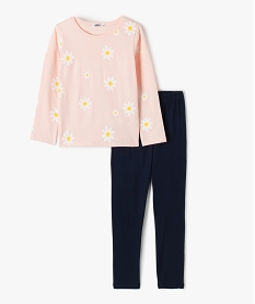 GEMO Pyjama fille 2 pièces dépareillées à motifs fleurs imprime fleurs