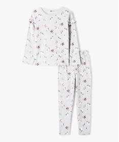 GEMO Pyjama fille à motifs licorne avec volants sur les épaules Jaune