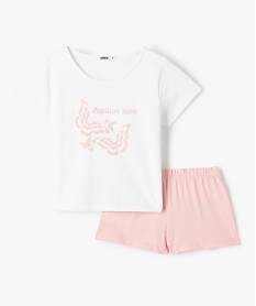 GEMO Pyjashort fille avec motif papillons argente