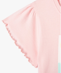 pyjashort fille avec motif tropical et finitions froncees roseI023401_2