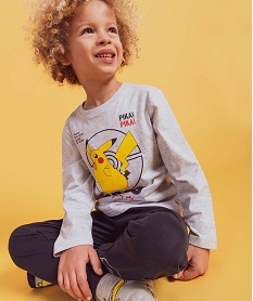 GEMO Pyjama garçon en jersey bicolore à motif Pikachu - Pokémon Gris