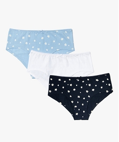 GEMO Shorties fille à motifs fleuris en coton biologique  (lot de 3) Imprimé