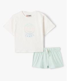 GEMO Pyjashort fille bicolore avec motif multicolore - Camps United blanc standard