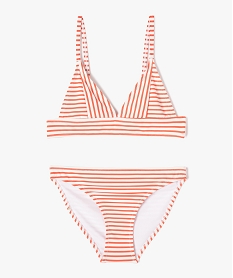 GEMO Maillot de bain fille 2 pièces à rayures Rouge