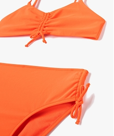 maillot de bain fille 2 pieces a motifs fleuris avec cordons coulissants orangeI033301_2