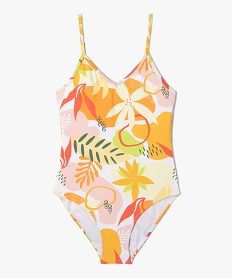 GEMO Maillot de bain fille une pièce à motifs fleuris et fines bretelles Imprimé