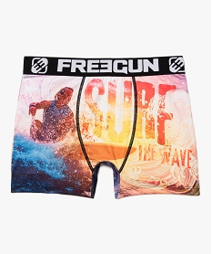 GEMO Boxer homme à motif surf et couleurs coucher de soleil - Freegun Orange