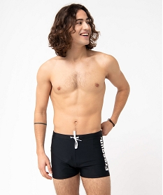 GEMO Maillot de bain homme forme boxer avec inscription - Freegun Noir