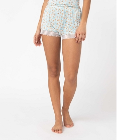 GEMO Short de pyjama en maille fluide avec bas en dentelle femme imprime floral
