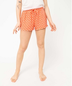 GEMO Short de pyjama femme ample et fluide à motifs orange chine