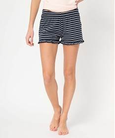 GEMO Short de pyjama femme rayé avec finitions froncées rayure