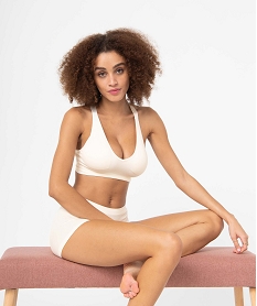 brassiere de sport femme avec bretelles croisees dans le dos beige soutien gorge sans armaturesI043001_1