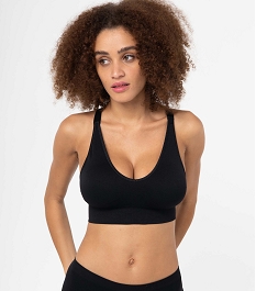 GEMO Brassière de sport femme avec bretelles croisées dans le dos Noir