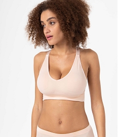 GEMO Brassière de sport femme avec bretelles croisées dans le dos Rose