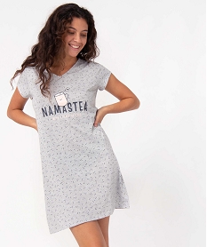 GEMO Chemise de nuit imprimée à manches courtes femme imprime couleur