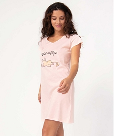 GEMO Chemise de nuit imprimée à manches courtes femme rose chine
