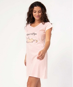 GEMO Chemise de nuit imprimée à manches courtes femme Rose