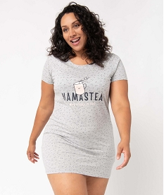 GEMO Chemise de nuit à manches courtes avec motifs femme grande taille imprime pois