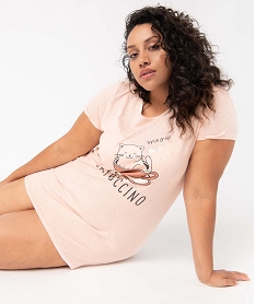 GEMO Chemise de nuit à manches courtes avec motifs femme grande taille jaune standard