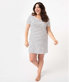 GEMO Chemise de nuit à manches courtes avec motifs femme grande taille Blanc