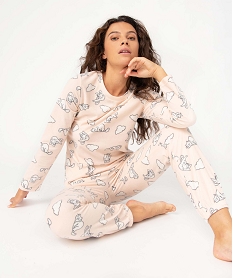 pyjama femme en polaire a imprime all over imprimeI045001_1